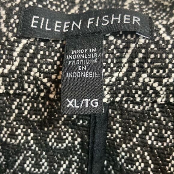 Eileen Fisher Jacquard Flight Jacket Womens XL Black Bone Full Zip #422 - Picture 10 of 14